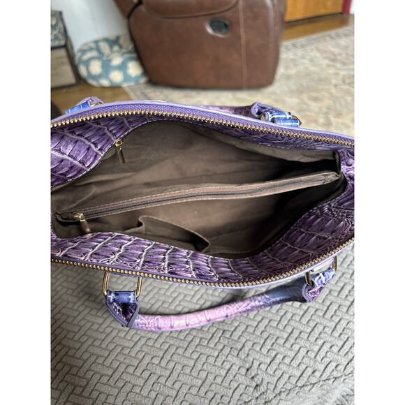 Purple And Blue Faux Leather Handbag With Handles And Zip Closure Lavender Purse - Picture 6 of 9